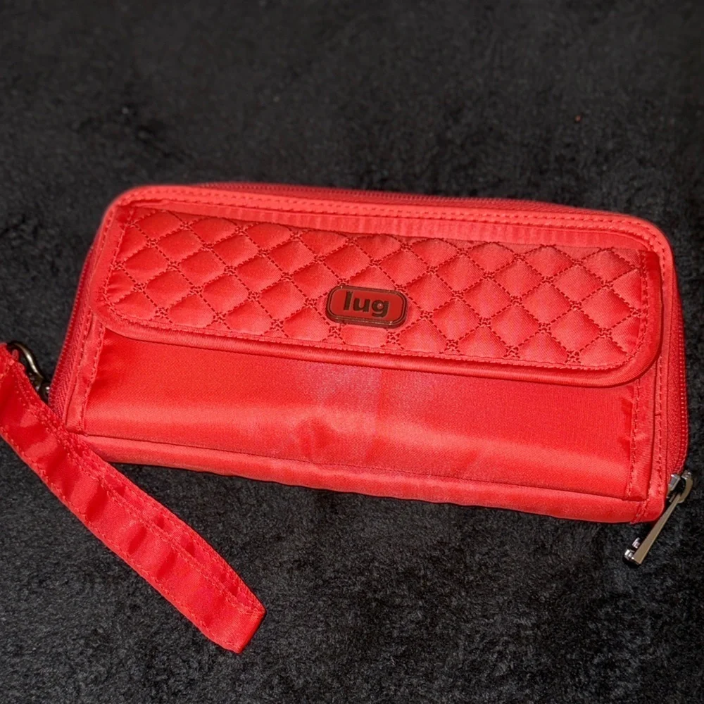 Lug Quick-Step RFID Zip-Around Quilted Wallet Coral Pink Orange